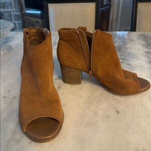 Suede open toe booties